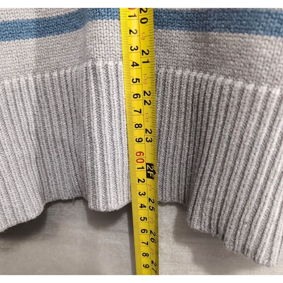 Philosophy Womens 1X Sweater Gray/Blue Striped Crewneck Pullover Nautical Casual - Picture 7 of 16